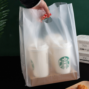 Sacchetto <span class=keywords><strong>di</strong></span> plastica per portabicchieri personalizzato per portabicchieri per tazze bustina <span class=keywords><strong>di</strong></span> tè al latte da asporto in plastica - Product Image 3