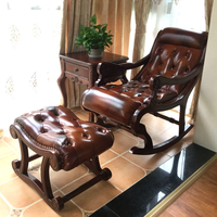 Fauteuils à bascule en bois de style campagnard américain de luxe pour adultes - Grand fauteuil inclinable multifonctionnel pour salon intérieur