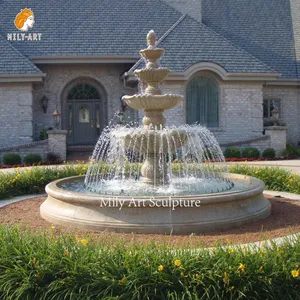 Garden Decoration Classical Outdoor Large Stone Carving 4 Tier Marble Water Fountain