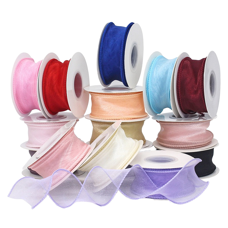 4 Cm*10 Yards Solid Floral Multi-Color Pearl Yarn Ribbon Mermaid Lace Ribbon Birthday Cake Packaging Snow Gauze Made Polyester
