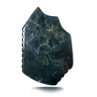 Outil Gua Sha en Agate Mousse Verte avec Fonction Musicale et Lifting Facial pour SPA, Thérapie des Points d'Acupression, Masseur de Beauté Sculpté à la Main