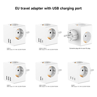 KEMA CE untuk Power Cube 16A dengan 1 USB-C (17W) dan 2 Pengisi Daya USB-A Colokan EU Jaringan SDK 220-250V Soket Ekstensi Meja