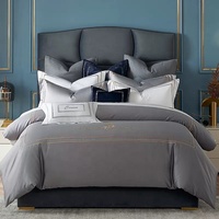 Drap de lit de style européen, couette de luxe, logo brodé, ensemble de literie d'hôtel en coton personnalisé