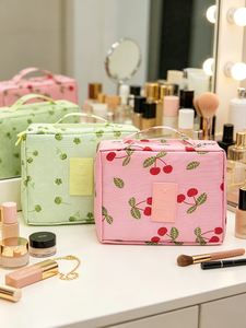 Bolsa de Cosméticos Portátil Personalizada para <span class=keywords><strong>Mujer</strong></span>, con Estampado de Flores Rosadas, Acolchada, Bolsa de Maquillaje, Bolsa de Aseo para Viaje - Product Image 6