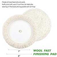 Tampon de polissage en laine double face robuste de 7 pouces pour polisseuse de voiture - Disque de ponçage haute vitesse (Blanc)