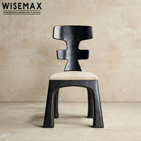 WISEMAX FURNITURE Mobilier de maison en bois de style minimaliste Dossier en arête de poisson en bois de frêne massif Chaise de salle à manger noire pour appartement hôtel