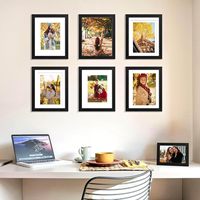 Cadre photo rectangulaire en MDF écologique noir 4x6 avec couvercle en plexiglas, montage mural ou sur table, impression numérique 1