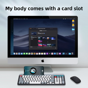 Macaron Dual-mode Bàn phím không dây và chuột thiết lập Punk phong cách vòng Keycaps sạc bàn phím và chuột - Product Image 4