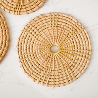 Assiette à fruits ronde en bambou 18/23 cm, plusieurs choix, plateau à sauce en bambou, petite assiette créative en bambou avec trou