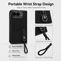 Étui pour iPhone 18 pliable avec dragonne, fonction béquille, protection d'écran avant intégrée et coque arrière texturée fine