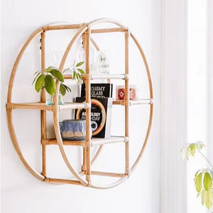 Estante de mimbre hecho a mano moderno | Estante de exhibición de pared de mimbre natural | Decoración ecológica para el hogar para la sala de estar del dormitorio del cuarto de niños | Fácil - Product Image 1