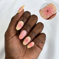Vente en gros de faux ongles 3D en forme d'amande, couleur rose blush ombré, faits à la main, étiquette privée, ongles artificiels en gros