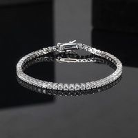 Bracelet Tennis en Argent Sterling 925 pour Femme, Or Rose, Moissanite Taille Complète 2/3/4/5mm, Testeur de Vérité Inclus, Idéal pour le Dropshipping