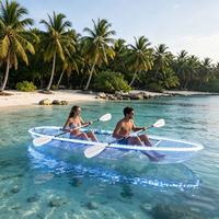 Kayak transparent en PC à 2 places avec éclairage LED intégré, bateau à fond de verre pour excursions sur lac et océan, loisirs – Offre spéciale