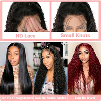 Perruque Lace Front Deep Wave 40 pouces en cheveux humains, densité 180%, 13x6 |   Cheveux de bébé pré-épilés sans colle, 100% cheveux brésiliens non traités