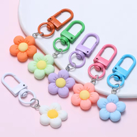 Gantungan Kunci Bunga Daisy PVC Baru, Aksesoris Tas Bunga Warna-warni Lucu, Gantungan Kunci Casing Earphone, Hiasan Ponsel
