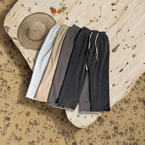 กางเกงวอร์มทรงหลวมสไตล์ลำลองสำหรับผู้ชาย ผ้าฟลีซโพลีเอสเตอร์/คอตตอนเนื้อหนาคุณภาพสูง ทรงตรงขากว้าง - Product Image 3