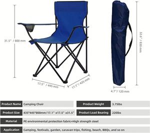 Chaise de camping pliable portable pour la plage, la pêche et la randonnée, avec logo personnalisé imprimé - Product Image 2