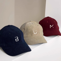 Gorras de Béisbol Deportivas Personalizadas al por Mayor, 5 Paneles, para Hombre y Mujer, de Pana, con Visera Curva, Transpirables, Impermeables, Ajustables, con su Logotipo en 3D