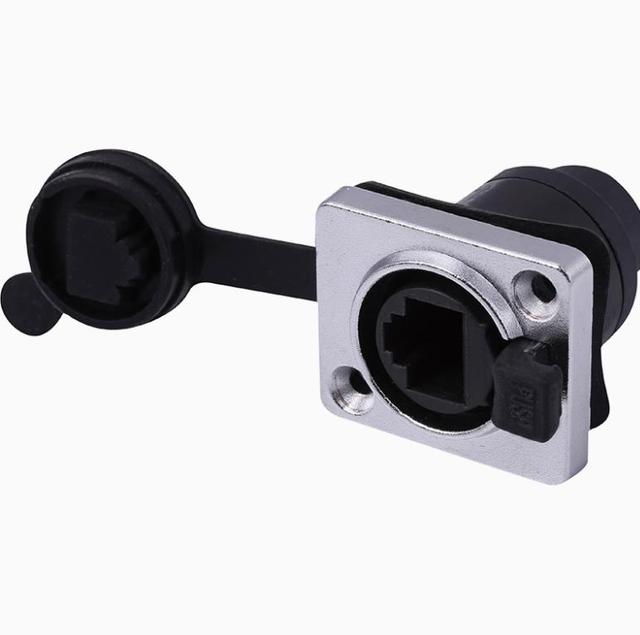 Wholesale Wall Panel Mount CAT5E D Type Module Connector Socket Network RJ45 Female 5e Outdoor Waterproof Zinc Alloy/PC Black