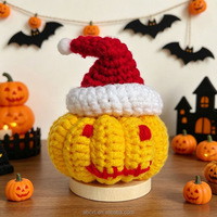 Poupée citrouille d'Halloween au crochet faite à la main, mignonne, en fil, décoration de bureau, ornement de tableau de bord de voiture, objets décoratifs