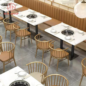 Conjunto de Muebles Comerciales Minimalistas Modernos con Asientos de Banqueta de Madera Personalizados <span class=keywords><strong>y</strong></span> Mesa de Mármol para <span class=keywords><strong>Restaurante</strong></span>, Hotel, Cafetería - Product Image 2