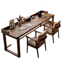Grande table longue en bois massif de style nordique, idéale pour le salon, la maison, le bureau double ou comme table d'étude pour étudiants.