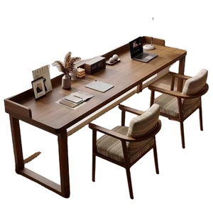 Grande table longue en bois massif de style nordique, idéale pour le salon, la maison, le bureau double ou comme table d'étude pour étudiants. - Product Image 2