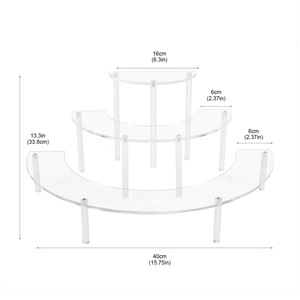Bolo <span class=keywords><strong>Display</strong></span> Stand Sobremesa Casamento Snack <span class=keywords><strong>Rack</strong></span> Cupcake Titular Semicircular Festa Transparente Servir Platter Acrílico 3 Tiers - Product Image 5