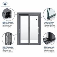 Puerta Corredera de Aluminio de Doble Acristalamiento, Eficiente Energéticamente, Grande, Personalizada, Multicarril, para Patio, Comercial, Tienda, Sala de Estar, Insonorizada