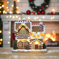 Décorations de Noël Joyland, maison en pain d'épices en résine faite à la main, scène de neige, arbre de Noël, style européen, finition mate