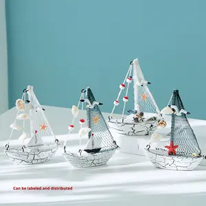 Décoration en coquillage, modèle de <span class=keywords><strong>voilier</strong></span> en bois lisse et élégant, style méditerranéen, pour la saison des diplômes, la navigation, les anniversaires et la décoration intérieure - Product Image 2