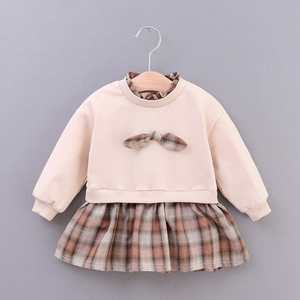 Nuevos Productos de Moda, Sudaderas con Decoración de Lazo en Colores Personalizados para Niños y Niñas, Conjuntos de Vestidos a Cuadros - Product Image 1