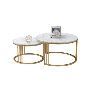 Tavolino da caffè rotondo moderno di alta qualità a buon mercato all'ingrosso tavolino da tè rotondo in marmo