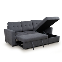 Canapé-lit sectionnel en tissu gris foncé en forme de L avec rangement et chaise longue pour salon, appartement, mobilier de maison
