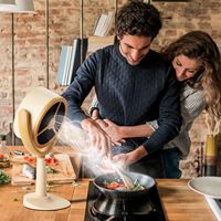 Mini Hotte de Cuisine Portable Sans Fil Rechargeable USB, Extraction 3500PA, Classe d'Efficacité Énergétique, pour Extérieur, Voiture, Hôtel