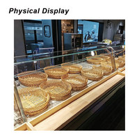 Cesta de Rattan Natural 36x27x8cm com Borda Serrilhada para Exposição de Pão e Frutas em Supermercados e Padarias, Bandeja Artesanal de Vime