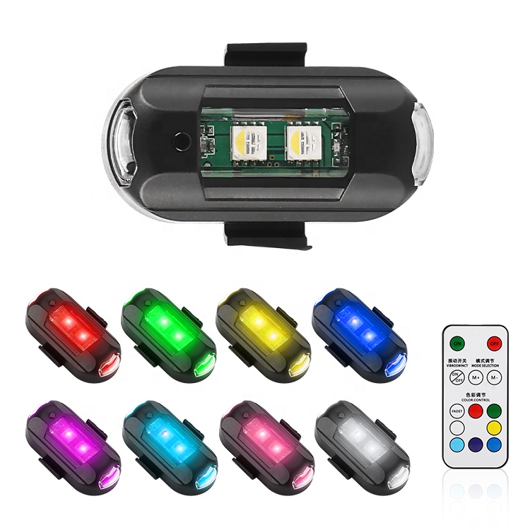 Universel 8 couleurs avion voiture vélo moto télécommande aimant nuit volant stroboscope avertissement Mini feux de signalisation LED