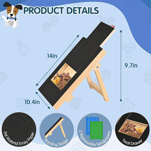 Rascador de Bambú para Perros con Caja de Premios Oculta, Diseño Inclinado, Lija Negra, Lima de Uñas Manual para Mascotas - Product Image 2