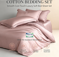 Ensemble de literie King Size en coton égyptien pur certifié Oeko-Tex Standard 100, uni, 200 fils, drap-housse à poche profonde de 16 pouces, 4 pièces