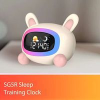 Lampu LED nirkabel bentuk hewan, Jam Alarm matahari terbit untuk anak-anak, lampu malam LED warna-warni isi ulang daya