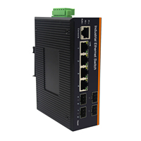 Switch industriel géré Gigabit de couche 3 à 8 ports, 4 ports fibre SFP + 4 ports Ethernet RJ45, double alimentation DC12-57V, -40~85°C ° C