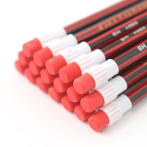 HB crayon Style classique rouge peinture croquis hexagone en bois 2B crayon avec tête de gomme pour fournitures scolaires de bureau - Product Image 5