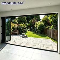 ROGENILAN Portes pliantes d'extérieur en aluminium personnalisées, étanches, résistantes aux intempéries, avec vitrage trempé, type accordéon