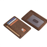 Dompet Pria Tipis Kantong Depan Anti RFID Kulit Sintetis Tempat Kartu Kredit Vintage Dompet Pendek Nilon Custom Minimalis Harga Terjangkau