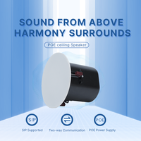 Haut-parleur de plafond IP SIP PoE avec amplificateur intégré et communication bidirectionnelle, 100 dB SPL