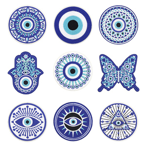 Atacado: Emblemas Bordados Termocolantes de Alta Qualidade com Olho Grego, Mão de Hamsá e Mandala para Jaquetas, Bolsas e Roupas - Product Image 1