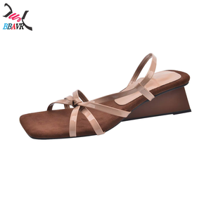 Sandalias de cuña de tacón alto estilo romano con tira trasera tejida estilo francés para mujer, nuevas, estilo hada, con punta cuadrada y abierta, para verano - Product Image 5