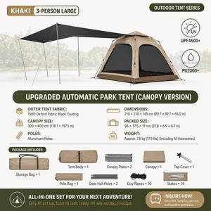 Carpa Automática con Estructura Híbrida de Aluminio y Fibra de Vidrio, Resistente al Viento, para Campamentos Familiares y Eventos, para 3-4 Personas, Certificada ISO9001 - Product Image 3
