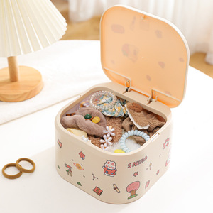 <b>Childrens</b> Hair Accessory Storage Box Pink Cartoon Pattern Covered Organizer For Kids Hair <b>Ties</b> Clips Ornaments - Product Image 2